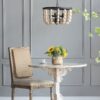 4 Light Wood Chandelier, Hanging Light Fixture With Adjustable Chain For Kitchen, Bulb Not Included - Cream - Image 3