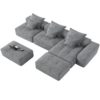 Modern Oversized Modular Sectional Sofa, Sparkling Chenille Fabric Soft Cushion Sofa With 6 Pillows, 6 Pieces Diy Combination Tufted Sofa, No Assembly Required - Gray - Image 22