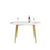 Modern Man-Made Stone Round Metal Dining Table - White / Gold - Image 8