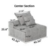 Modern Oversized Modular Sectional Sofa With 2 Chaise Lounge And 2 Armrest, Sparkling Chenille Fabric Soft Cushion Sofa With 4 Pillows, 4 Pieces Diy Combination Tufted Sofa, No Assembly Required - Beige - Image 3