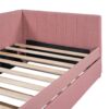 Upholstered Daybed With Trundle Twin Size Sofa Bed Frame No Box Spring Needed, Linen - Pink - Image 9
