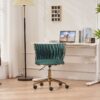 Office Desk Chair, Upholstered Home Office Desk Chairs With Adjustable Swivel Wheels, Ergonomic Office Chair For Living Room, Bedroom, Office, Vanity Study - Emerald - Image 15
