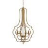 4 Light Chandelier, Hanging Light Fixture With Adjustable Chain For Kitchen, Bulb Not Included - Gold - Image 2