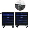 7 Drawer Multifunctional Tool Cart With Wheels - Black / Blue - Image 3