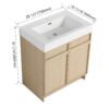 Contemporary 30" Freestanding Bathroom Vanity With White Resin Sink & Soft Close Cabinet Doors - Oak - Image 3