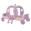 Twin Size Princess Carriage Bed With Crown, Platform Car Bed With Stair - Purple / Pink - Image 4