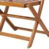 3 Piece Acacia Bistro Set, Folding Patio Furniture For Garden Backyard Balcony Porch With 1 Coffee Table And 2 Foldable Chairs - Light Brown - Image 12