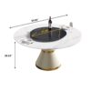 59.05" Modern Artificial Stone Round Carbon Steel Base Dining Table, Black Artificial Stone Turntable - White - Image 10