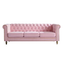 Chesterfield - Velvet Sofa 84.65" For Living Room - Pink