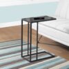Accent Table, C - Shaped, Tempered Glass, Contemporary & Modern - Black - Image 3