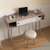 Rustic Entryway Console Table With Sliding White Doors And Wood Legs - Natural - Image 6