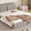 Queen Size Upholstered Platform Bed, Polyester - Gray - Image 15