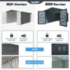 Outdoor Storage Shed, Metal Garage Shed Backyard Utility Tool House Building With 2 Doors And 4 Vents For Car, Truck, Bike, Garbage Can, Tool, Lawnmower - Black - Image 4