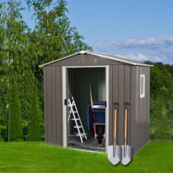 Outdoor Metal Storage Shed With Window - Gray