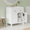 Bathroom Vanity With Ceramic Sink, Modern Single Bathroom Cabinet With 2 Doors And A Shelf, Soft Close Doors - White - Image 6