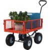 Red Steel Garden Cart With Removable Mesh Sides 550 Lb Capacity 3 Cu Ft - Red - Image 2