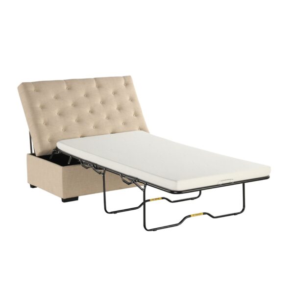 Convertible Folding Sofa Bed Ottoman With Memory Mattress And Tufted Design - Beige