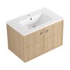 Modern Wall Mounted 30" Bathroom Vanity With Ceramic Sink And Soft Closing Doors - Oak - Image 14