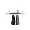 59.05" Modern Artificial Stone Round Carbon Steel Base Dining Table, Can Accommodate 6 People, Black Artificial Stone Turntable - White / Black - Image 9