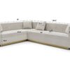 Contemporary Vertical Channel Tufted Velvet Sectional Sofa For Living Room With 4 Pillows - Beige - Image 7