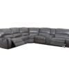 Saul - Leather Aire Power Motion Sectional Sofa With USB Port Cupholder Console - Gray - Image 8