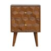 Cube Carved Bedside Table Nightstand - Chestnut - Image 11