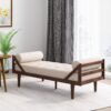 Modern Chaise Lounge With Button Tufting And Bentwood Structure - Beige - Image 3