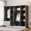 6 Door Wardrobe With Shelves And Drawers - Gray - Image 9