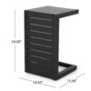Aluminum Outdoor Side Table, C Shaped End Table, Outside Small Table For Patio - Black - Image 3