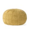 Yuny - Knitted Cotton Round Pouf With Modern Design - Yellow - Image 4