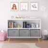 Kids Bookcase With Collapsible Fabric Drawers, Children's Book Display, Toy Storage Cabinet Organizer - White / Gray - Image 6