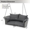 2 Person Hanging Seat, Rattan Woven Swing Chair, Porch Swing With Ropes - Gray / Cushion - Image 5