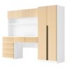 2 Door Storage Desk Wardrobe For Bedroom With Shelves And Drawers - Natural - Image 5