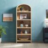 Modern 5 Shelf Open Arched Bookshelf - Oak - Image 9