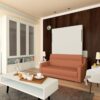 Morden Deisgn Vertical Murphy Bed With Sofa For Bedroom Or Guestroom White Wall Bed Space Saving Hidden Bed With New Style Gas Struts - Orange - Image 13