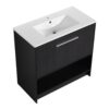 Modern 36" Bathroom Vanity With Ceramic Sink And Soft Closing Doors - Dark Oak - Image 15