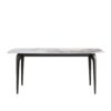 70.87" Modern Artificial Stone Pandora White Curved Black Metal Leg Dining Table - Antique White - Image 5
