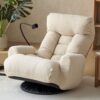Adjustable Swivel Lounge Chair With 360 Degree Rotating Seat And Headrest Support, Leisure Chair Deck Chair Game Chair For Living Room - Beige - Image 3