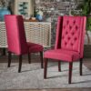 Modern Tufted Dining Chair (Set of 2) With High Back And Birch Wood Legs - Red - Image 5