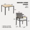 All Weather 5 Piece Patio Dining Table Set, Acacia Wood Table Top With Umbrella Hole, Rattan Outdoor - Coffee Brown - Image 3