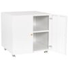 Metal Printer Stand With Storage Mobile Printer Tables For Small Spaces With Door Adjustable Shelf File Cabinet On Wheels For Home Office - White - Image 11