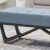 Upholstered Ottoman With Button Tufted Waffle Stitch And Black Geometric Legs - Light Blue - Image 10