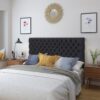 Annecy - Contemporary Upholstered Full / Queen Fabric Headboard - Charcoal Gray - Image 2