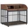 Heavy Duty Large Dog Crate Furniture For Large Medium Dog With Lockable Wheels, Wooden Dog Crate Dog Kennel, End Table Crate With Double Layer Storage - Brown - Image 11