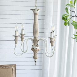 4 Light Chandelier, Hanging Light Fixture With Adjustable Chain For Kitchen, Bulb Not Included - Cream White