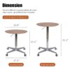 Movable Adjustable Coffee Table 360 Swivel Counter Bar Height Aluminum Star Base Movable For End Table Dining Room Home Kitchen Table - Natural Wood - Image 6