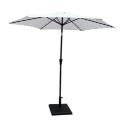 8.8' Outdoor Aluminum Patio Umbrella, Patio Umbrella, Market Umbrella With 42 Pound Square Resin Umbrella Base, Push Button Tilt And Crank Lift - Creme