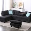 Alger - 98" Wide Left Hand Facing Sofa & Chaise With Ottoman - Charcoal Gray - Image 5