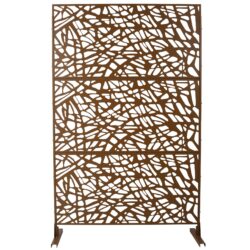 Outdoor & Indoor Metal Privacy Screen Freestanding Decorative Privacy Screen, Privacy Fence Panels For Deck Balcony Patio Garden - Brown