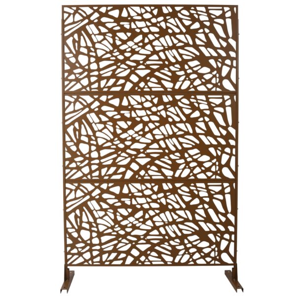 Outdoor & Indoor Metal Privacy Screen Freestanding Decorative Privacy Screen, Privacy Fence Panels For Deck Balcony Patio Garden - Brown